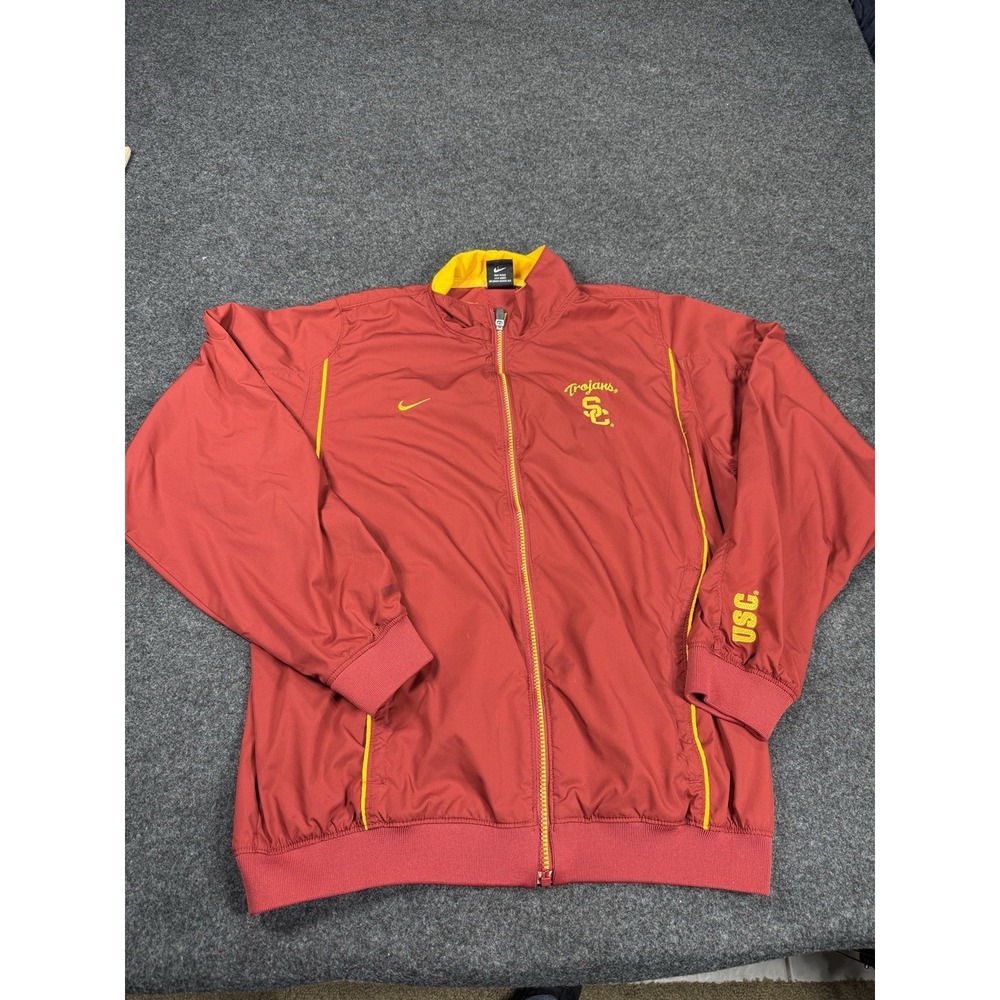 VTG Y2K USC‎ Trojans Track Jacket Mens Small Red Nike Team Coat Full Zip Up